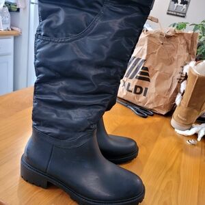 DKNY Black Knee-High Snow Or Rain Boots